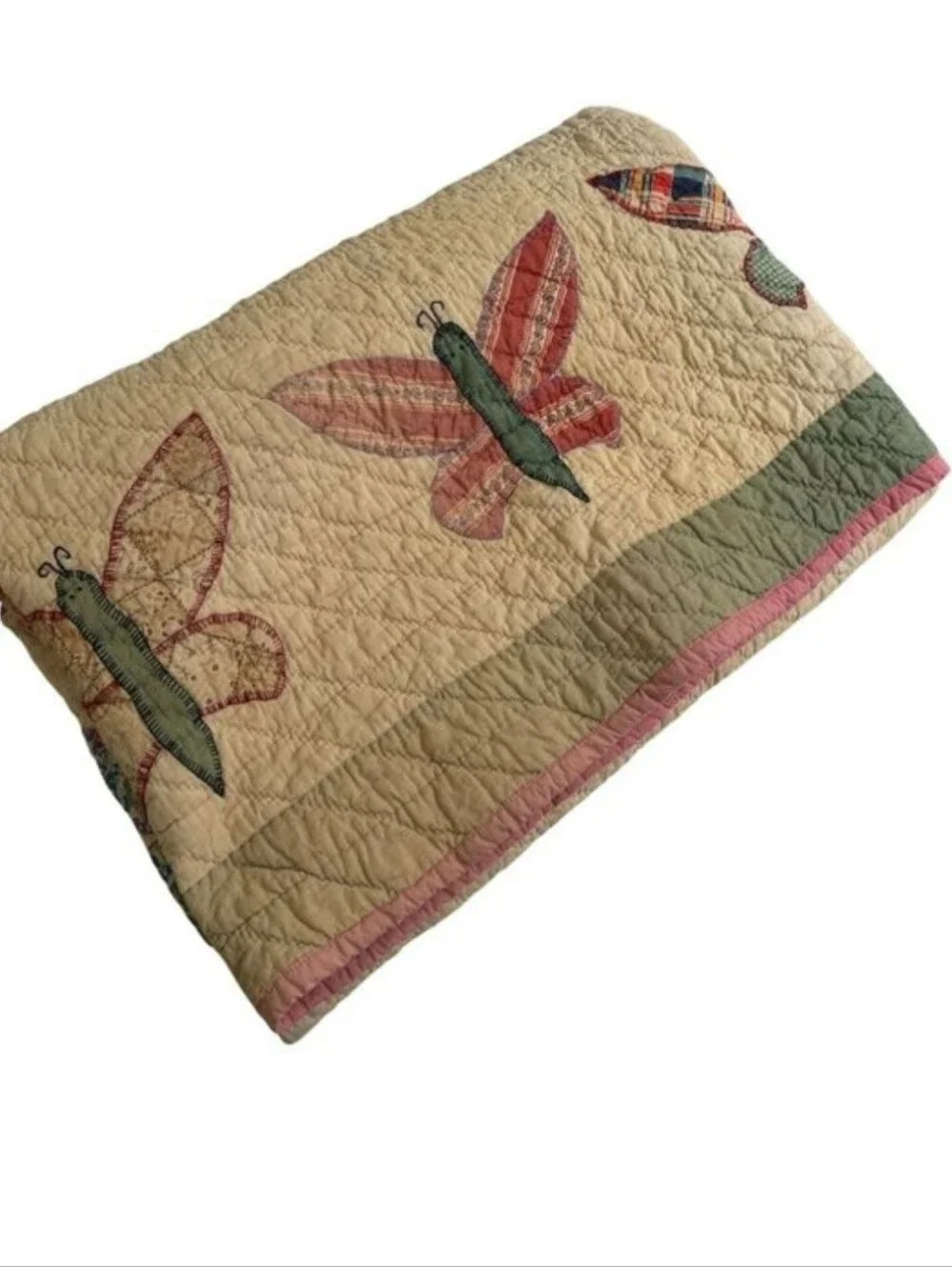 Handmade Butterfly Applique Quilt 78 X 66